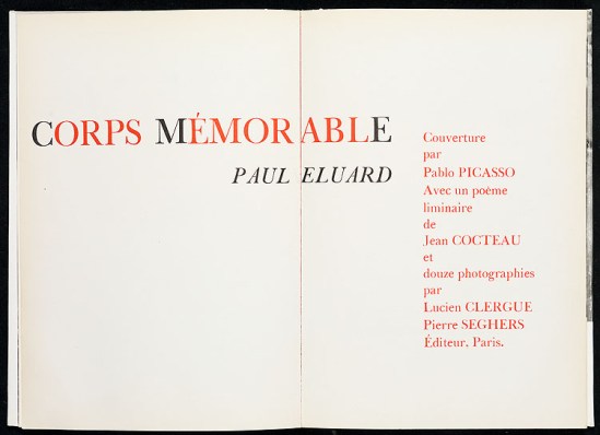 Lucien Clergue - Corps Mémorable - Paul Eluard Pablo Picasso, & Jean Cocteau Seghers 1957