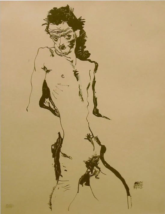Egon Schiele-Männlicher Akt (Selbstporträt) I, 1912