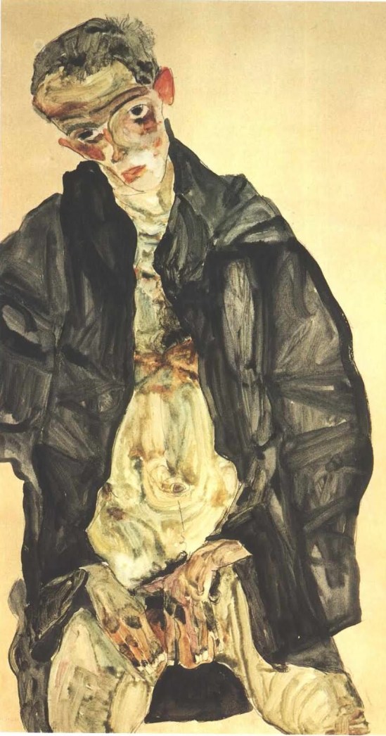 Egon Schiele - Selbstbildnis maturbierend (Autoportrait se masturbant), 1911