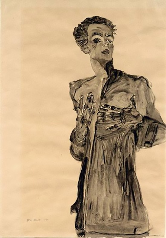Egon Schiele -Self-Portrait in Street Clothes 1910