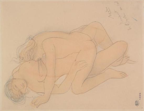Auguste Rodin (1840-1917) - couple graphite;  aquarelle;
