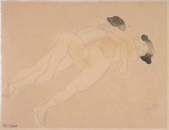 Auguste Rodin (1840-1917) - quelques saphique, crayon aquarelle