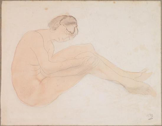 Auguste Rodin (1840-1917) - Femme assise, le graphite;  aquarelle;