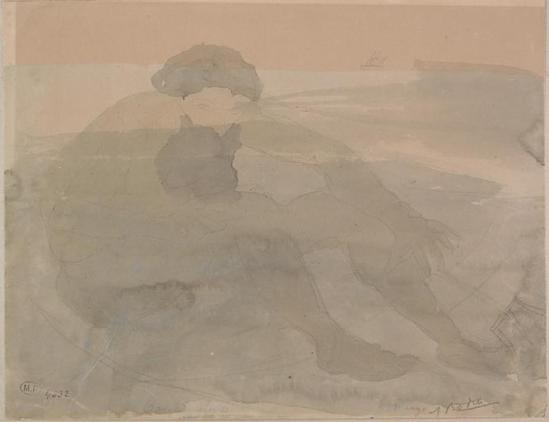Auguste Rodin (1840-1917) -Ulysse dit le bateau ou le graphite nuage;  aquarelle;  gouache