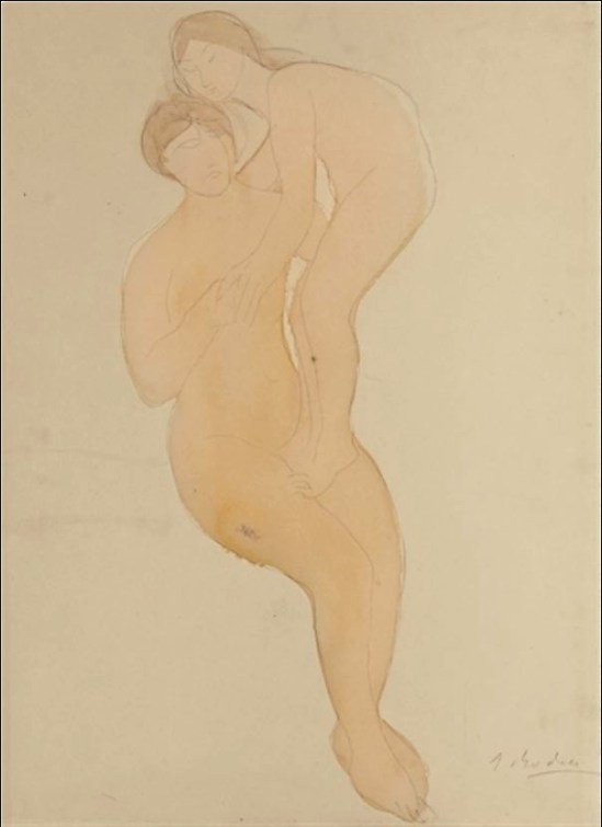 Auguste Rodin-Deux femmes, un debout en équilibre sur l'autre 1898-1900