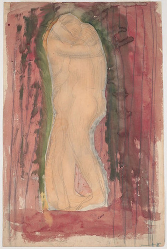 © Auguste Rodin (1840-1917) - Couple enlacé permanent du profil idéal 1900 crayon et aquarelle sur papier