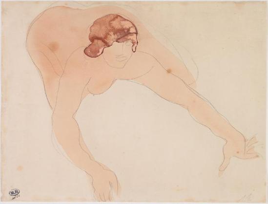 © Auguste Rodin (1840-1917) - Femme accroupie, crayon, aquarelle 1900-1916
