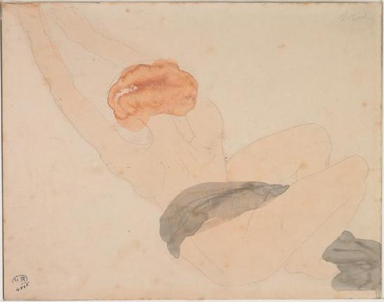 © Auguste Rodin (1840-1917) - Femme allongée ,, graphite, aquarelle 1900-1916