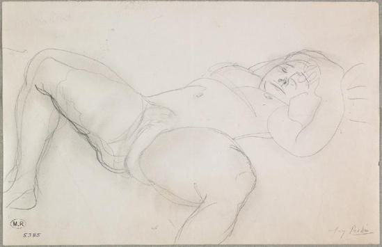 © Auguste Rodin jambes (1840-1917) -Messaline inclinables femme étalée graphite estompé, 1900-1916