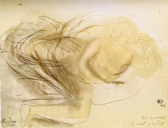 © Auguste Rodin (1840-Crepuscule nuit fui vers 1908 crayon et moignon