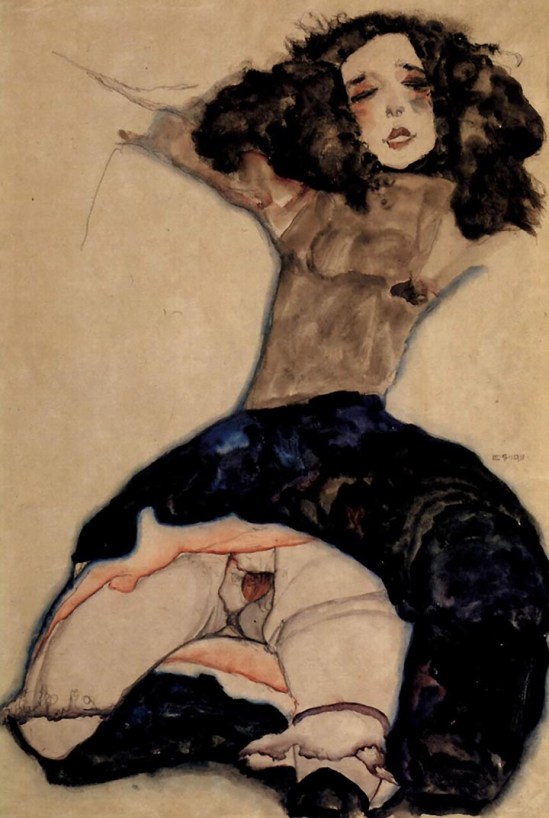 Egon Schiele - Mädchen mit schwarzen Haaren [Girl with black hair], 1911 