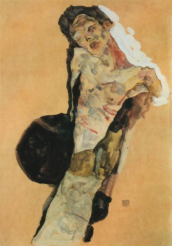 Egon Schiele- Selbstporträt  (Self-Portrait) , 1911.