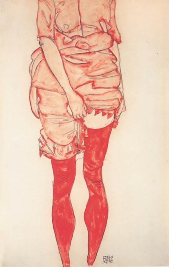 Egon Schiele-Stehende Frau in Rot (Standing Woman in Red) , 1913
