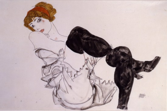 Egon Schiele- Wally Neuzil in schwarzen Strümpfen(  in Black Stockings) 1912
