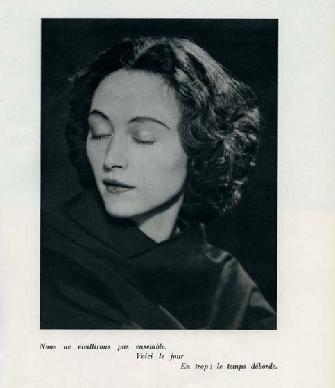 Dora Marr- Nush Eluard , Le temps déborde , 1947 par Paul Eluard - Photographies Dora Maar & Man Ray. Ed° es Cahiers d’Art, Paris