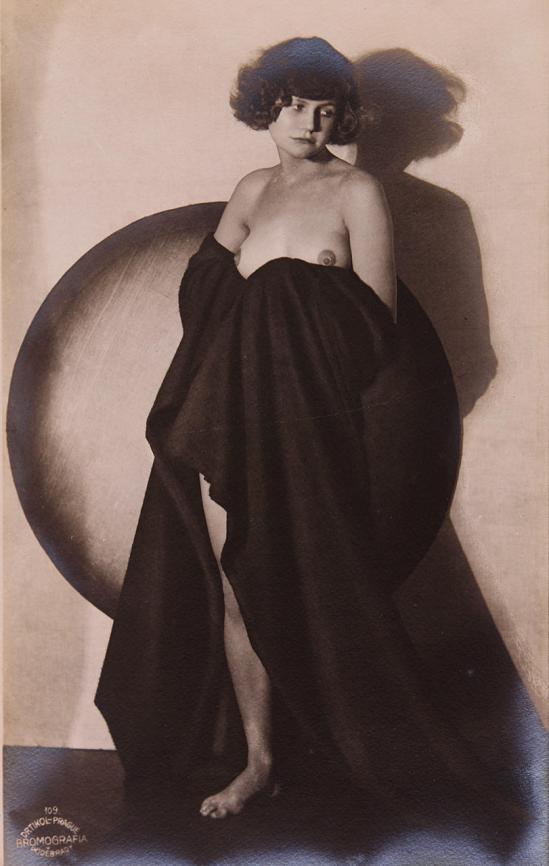 frantisek-drtikol-1883-1961-draped-nude-with-circle-1928-vintage-silver-print-bromografia-on-rose-toned-paper