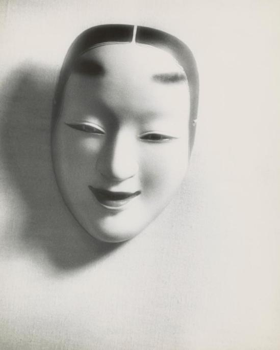 Josef Breitenbach-Japanese female mask, fabric background], ca. 1940s