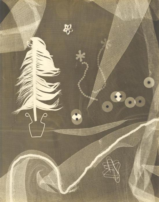 Josef Breitenbach-untitled ( objects on a patterned ground, feather, clips, washers), 1954 © The Josef Breitenbach Trust