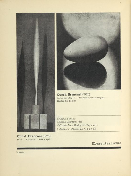 Constantin Brancusi (1925) Pták = L'oiseau From ReD published by Karel Teige),Red 2 , 1928-1929