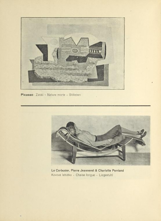 Picasso- Zátiší ( Nature morte ) & Le Corbusier, Pierre Jeanneret & Charlotte Perriand , Kovové lehátko (Chaise longue ) From ReD published by Karel Teige), Octobre 1927