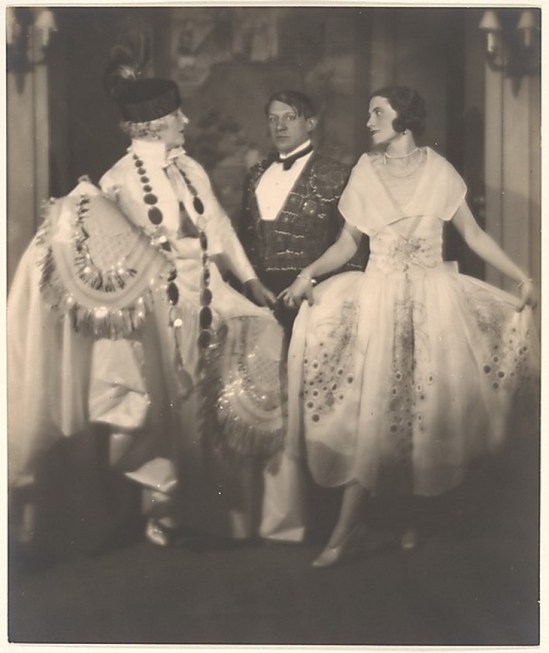 Man Ray- Mrs. Errazuriz, Picasso and Olga (his wife) to the ball of Beaumont Count 1924