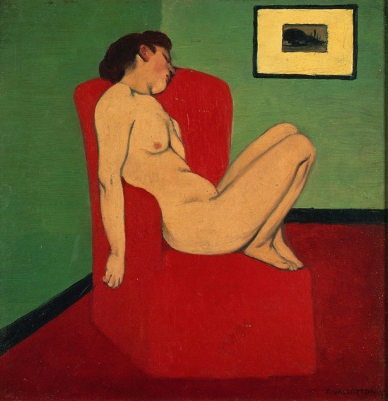 Félix Vallotton Felix Vallotton, Nude Seated in a red armchair   Nude Seated in a red armchair 1897