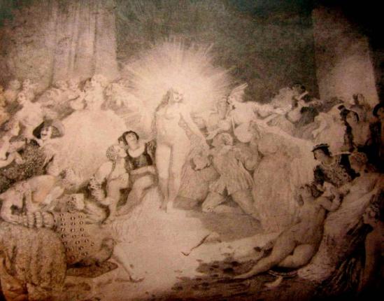 Norman Lindsay - Life in the Temple 1937 Etched copper plate