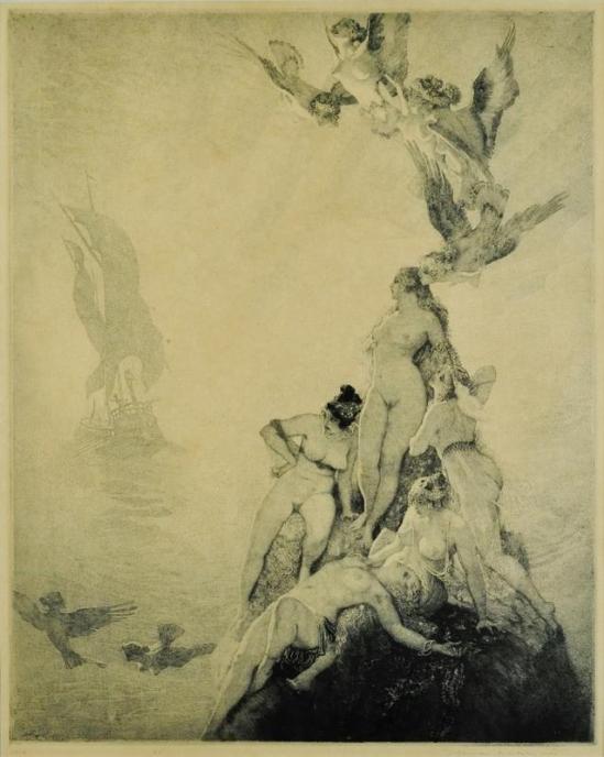 Norman Lindsay -Unknown Seas,' 1922 Etching