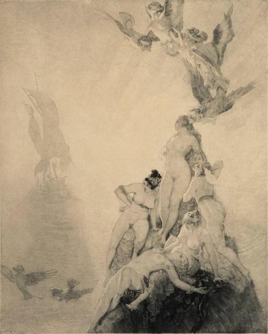 Norman Lindsay -Unknown Seas,' 1922 Etching
