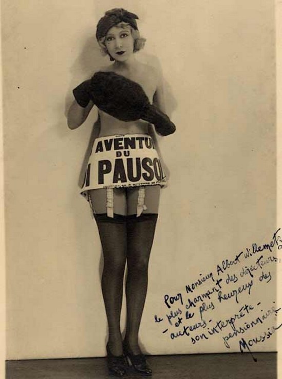 Mme Moussia (Moussia Xenia Martine Bielinnko ep Breteuil) pour Les aventures du Roi Pausole, Théâtre des Bouffes Parisiens, 1931 dedicace à  Albert Willemetz