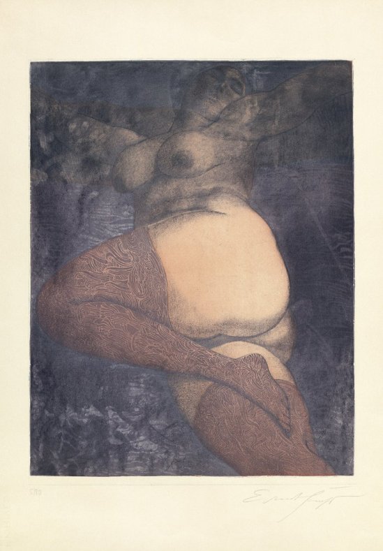 Ernst Fuchs- Im Bett (die Große Nana) Dans le lit (la Grande Nana), 1972