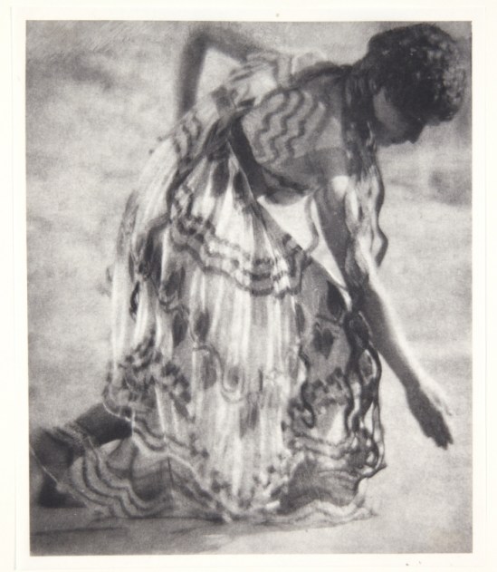 Adolf de Meyer-Maenad, profile to right, bending lower, from Nijinsky,  L'Apres-midi d'un Faune, 1912 Palladium print