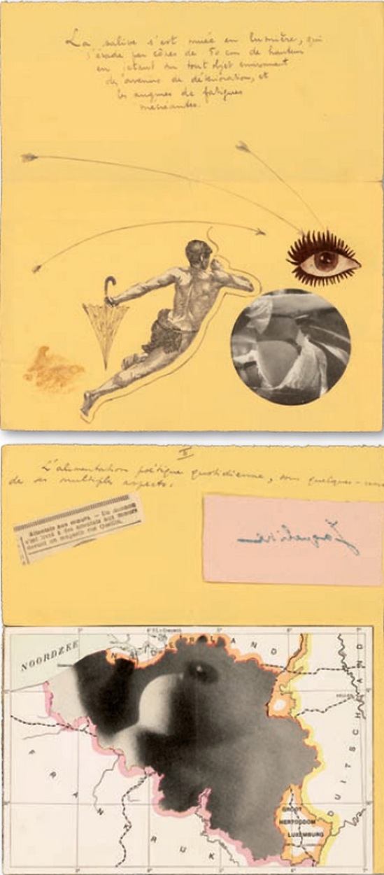 Marcel Marien - deux collages adressés à Jacqueline , 1938