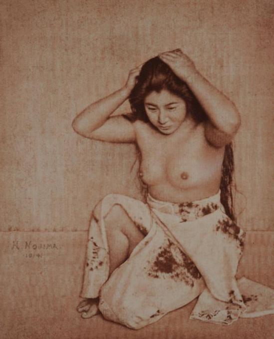 Yasuzo Nozima- Woman Combing Her Hair, 1914