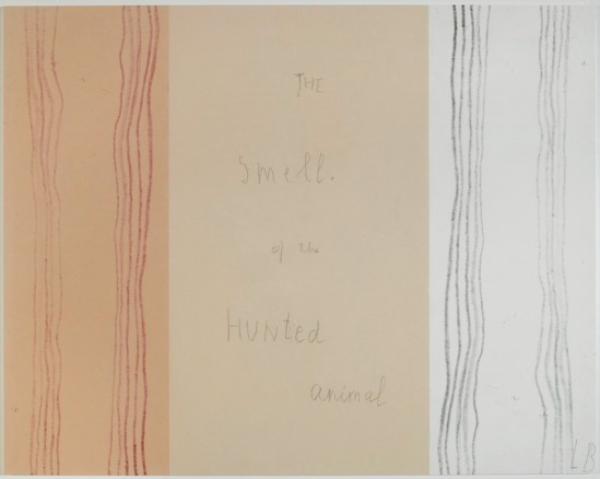Louise Bourgeois extreme tension The smell of the Hunted animal Panneau11, Mine graphite sur papier et estampes rehaussées à l'encre, 2007