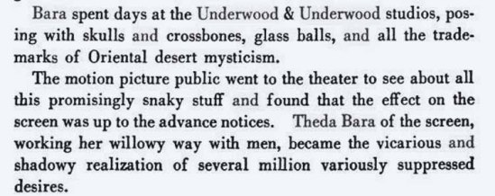 Underwood and Underwood- Theda Bara, from the book Amillion and one Nights, a history of the motion Picture by Terry Ramsaye . Ed° Routlege, 2012