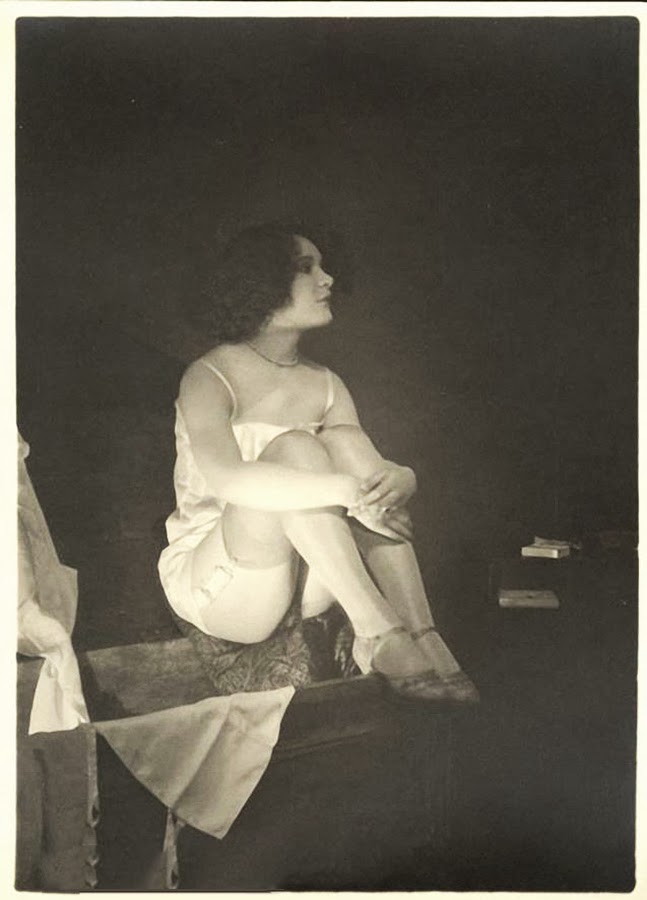 Grundworth - Nude pose lingerie , 1920s Gelatin silver medium postcard 