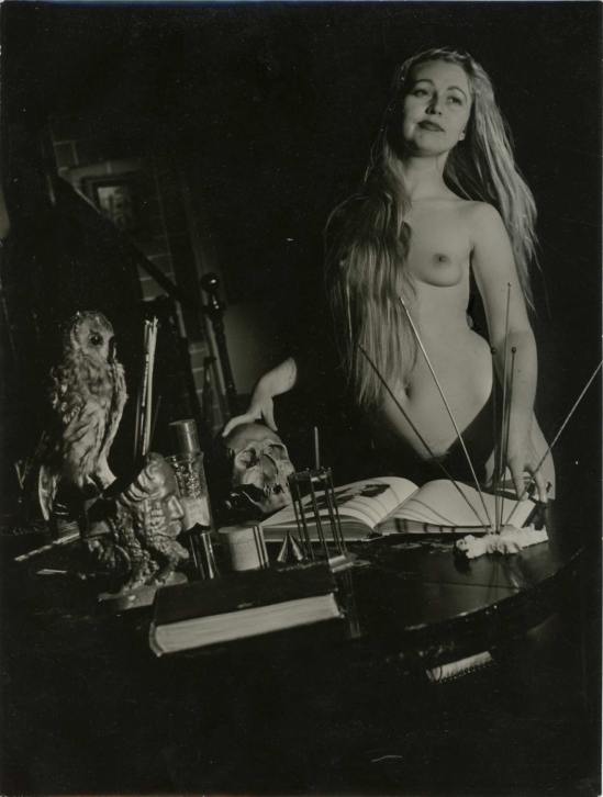 Serge de Sazo made a series of photos about La Messe Noire, Les caresses démoniaques #23,1950.