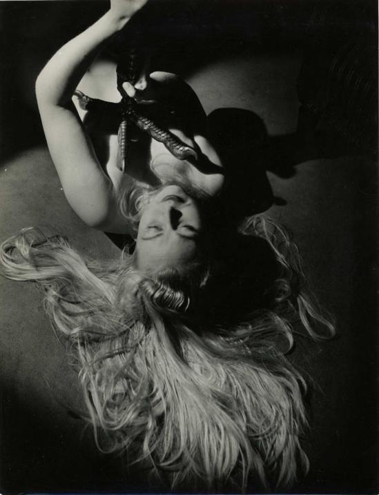 Serge de Sazo made a series of photos about La Messe Noire, Les caresses démoniaques #6,1950.